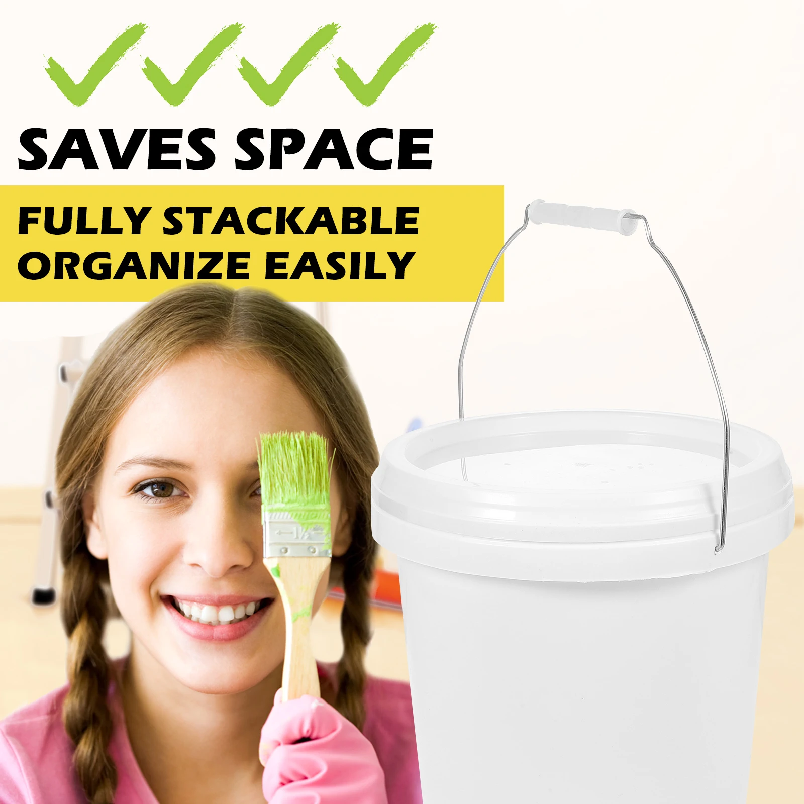 Multi-functional Bucket Painting Bucket Paint Container serviceable White Art Painting Bucket with Lid for Painter 1 Gallon