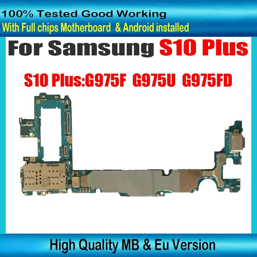 512GB Unlocked Logic board For Samsung Galaxy S10 Plus G975F G975FD G975U S10 G973F G973U G973FD S10E G970F G970U Motherboard