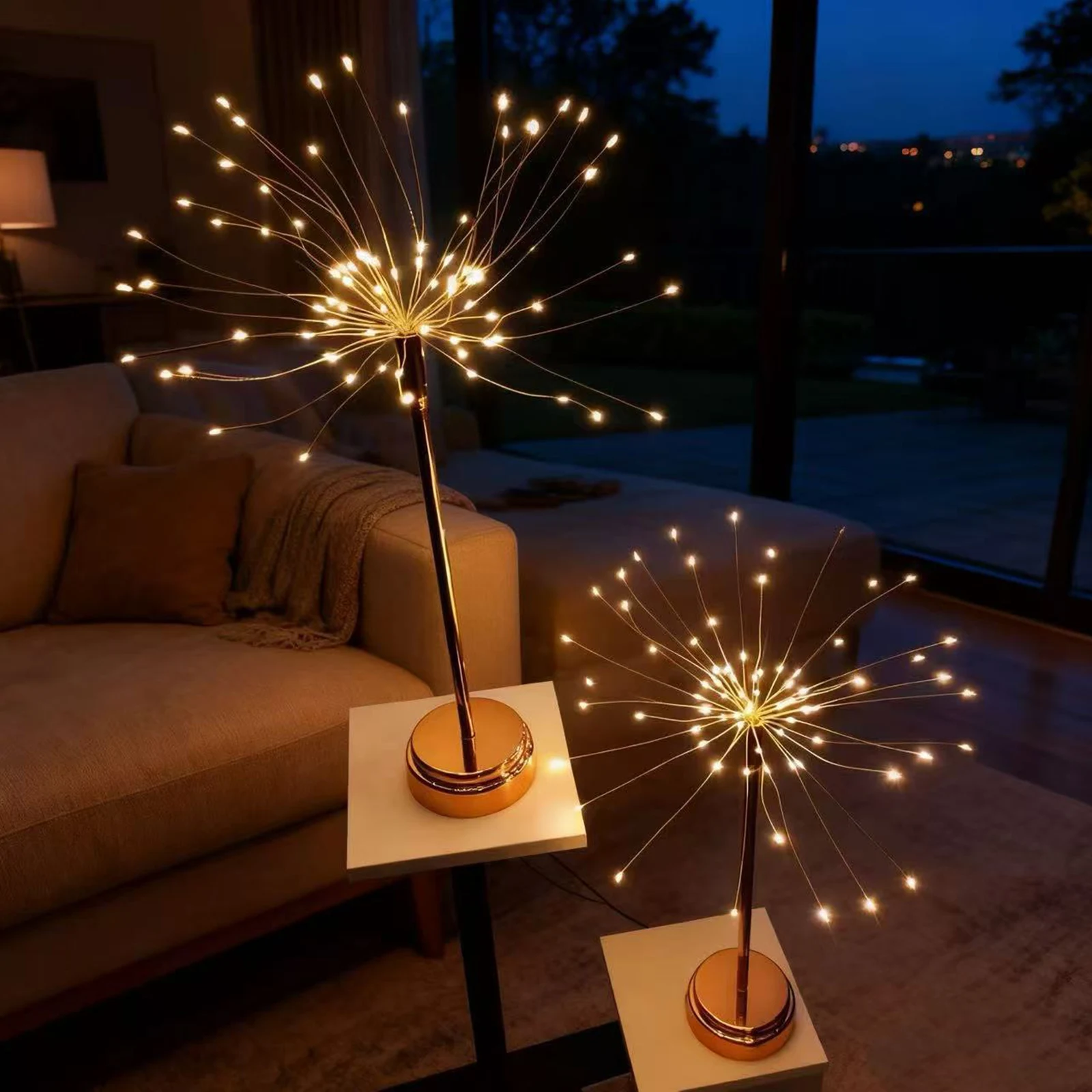 

Mini Table Starburst Lights with Remote for Christmas Dinner Decor (Warm White)