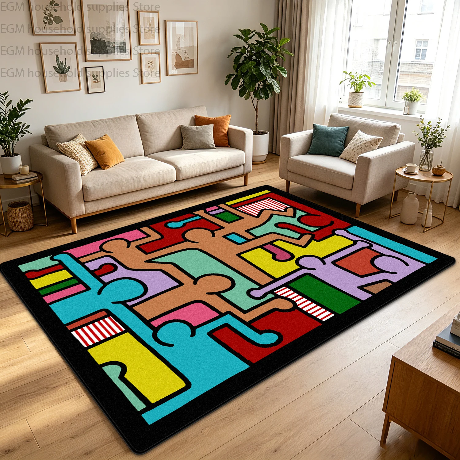 Colorful Abstract Graffiti Pop Art Carpet Living Room Large Rugs Modern Bedroom Decor Washable Non-slip Soft Fluffy Floor Mats