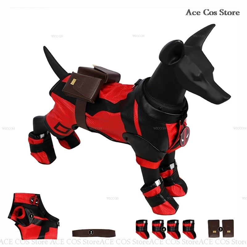 Deadppool Dogpool Dog Pool Movie Cosplay Costume Animal Pet Cosplay Suit 2024 Cute Uniform Dogs Puppy Halloween Party Clothes