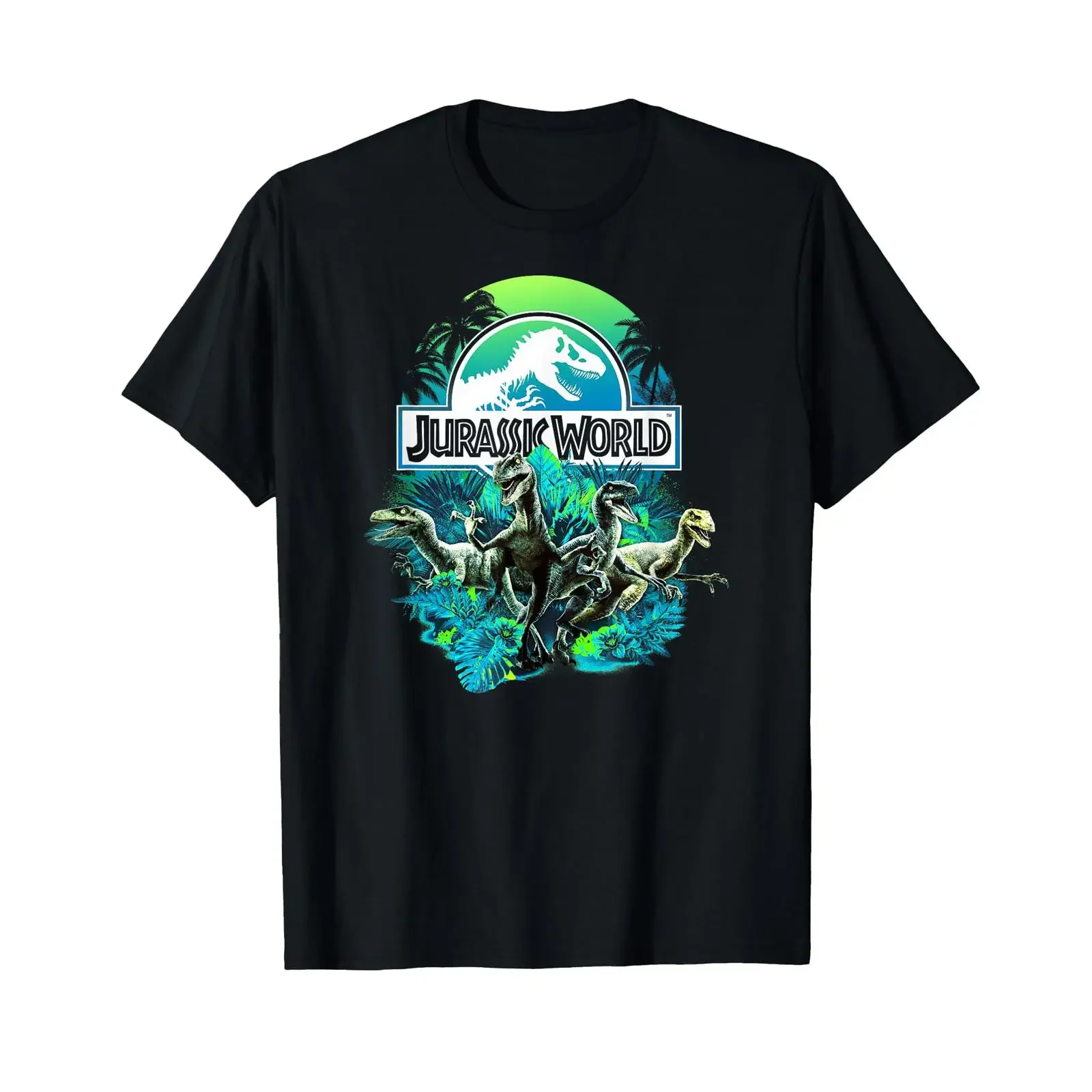 Camiseta Jurassic World Blue Green Jungle Velociraptor Attack, estilo vintage, lavada, unisex, elástica, para uso diario