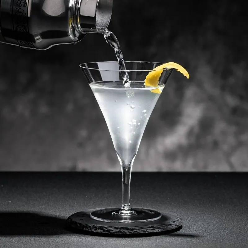Classic Martini Glass Clear Triangle Cocktail Goblet Tall Stemmed Wine Glass for Gin Mixed Drinks Home Bar Party Drinkware