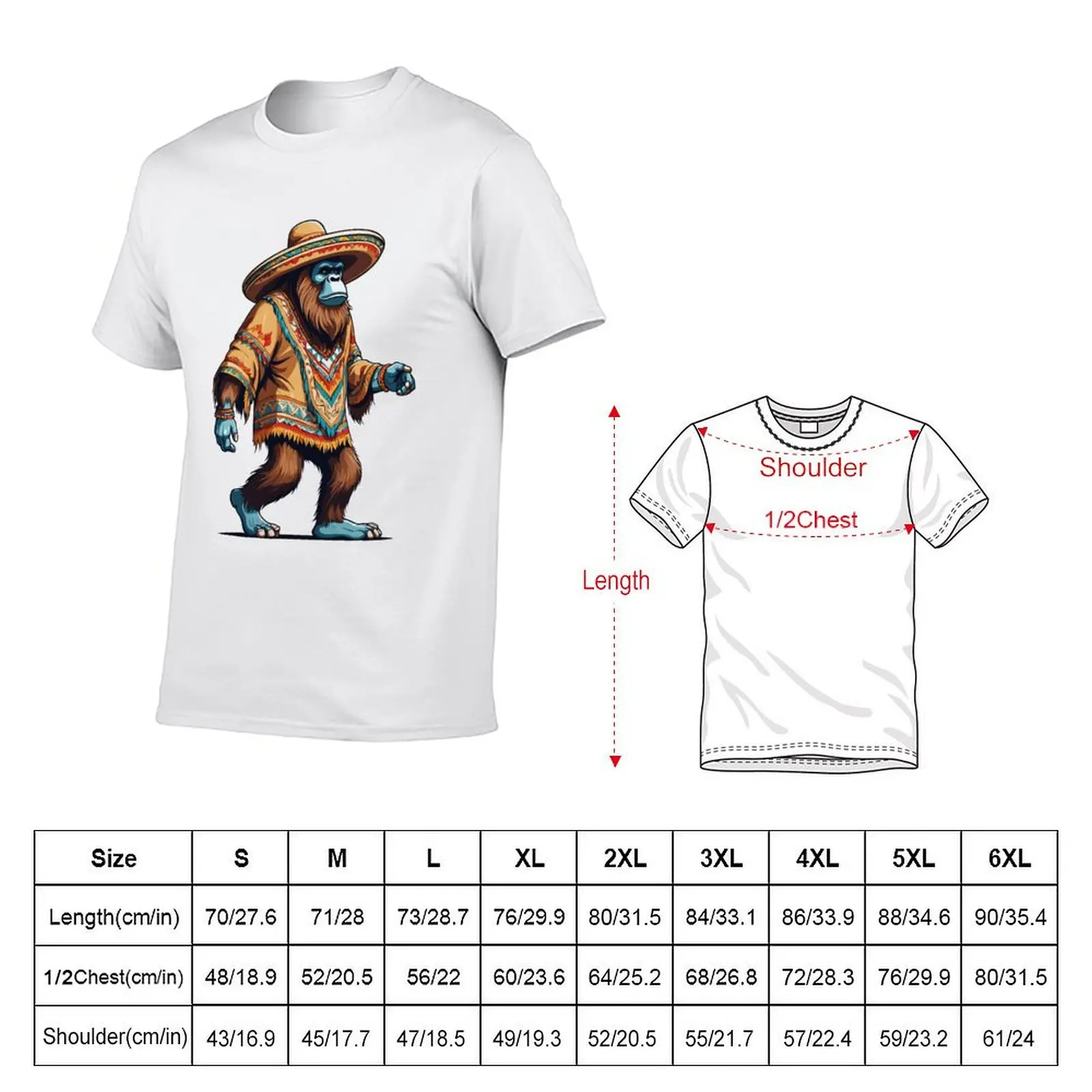 Mexican Bigfoot Sasquatch Sombrero T-Shirt t shirts for man pack white man t shirts for men T-Shirt
