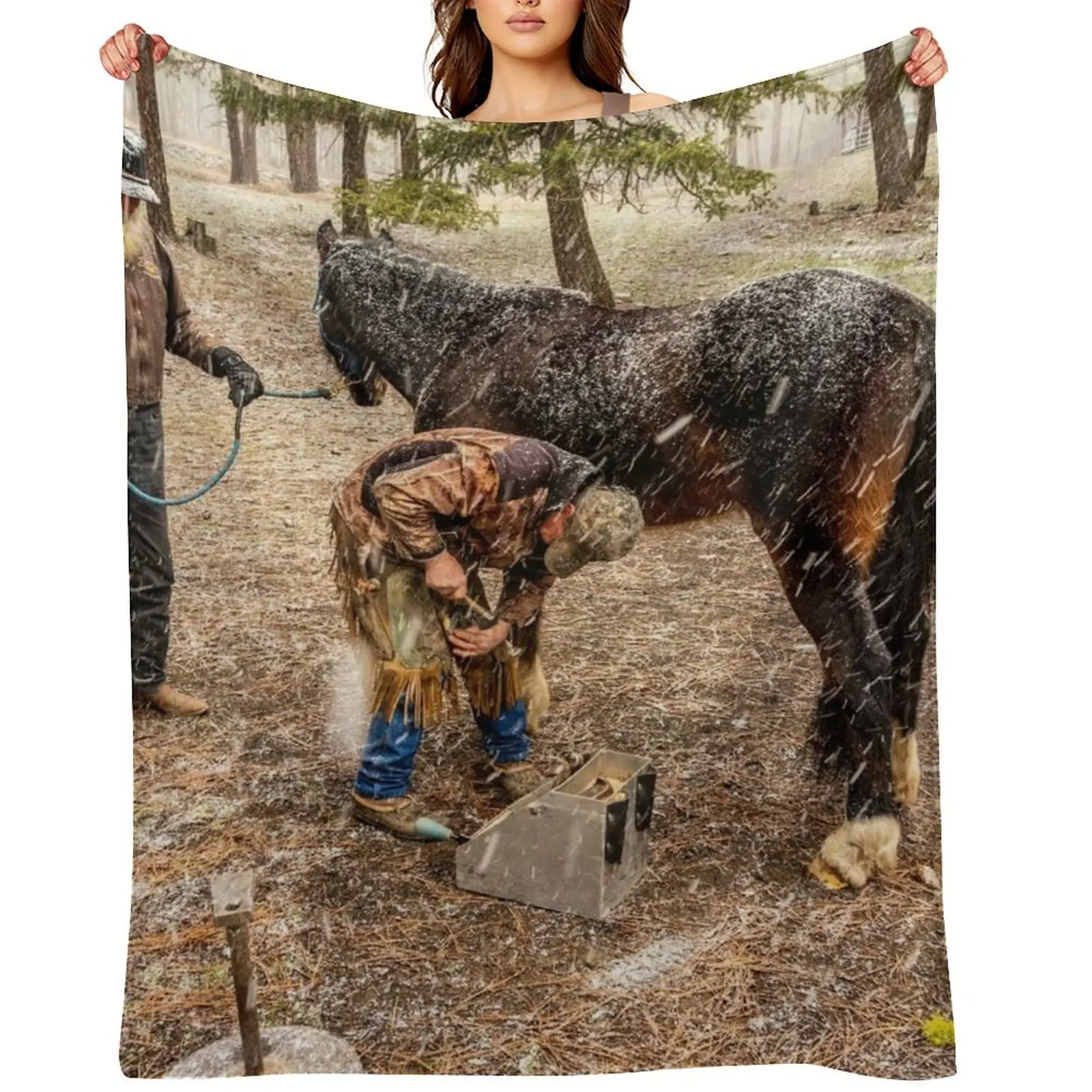 

The Farrier At Work Throw Blanket Soft Big Sofa Throw Blankets For Bed Blankets