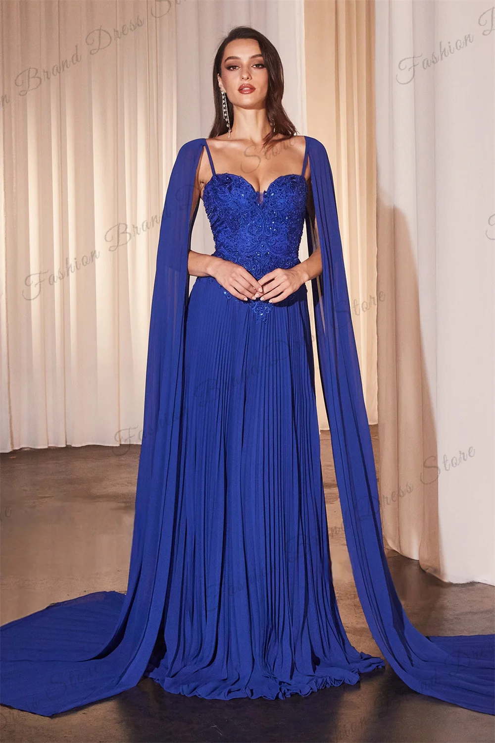 

Chiffon Spaghetti Straps Sweetheart Prom Dresses Sparkly Sequin Corset Sleeveless Ball Gowns Pleated A-line Long Evening Dress