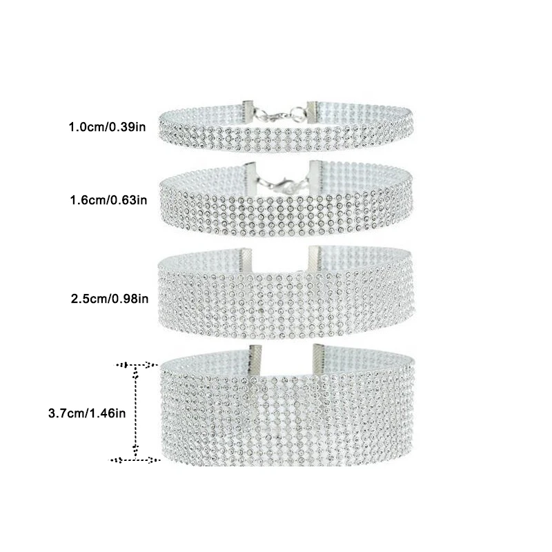 Multi-row Rhinestone Choker Necklace Multi-layer Crystal Choker Sparkling Wide Neck Chain for Women Party Fashion Jewelry