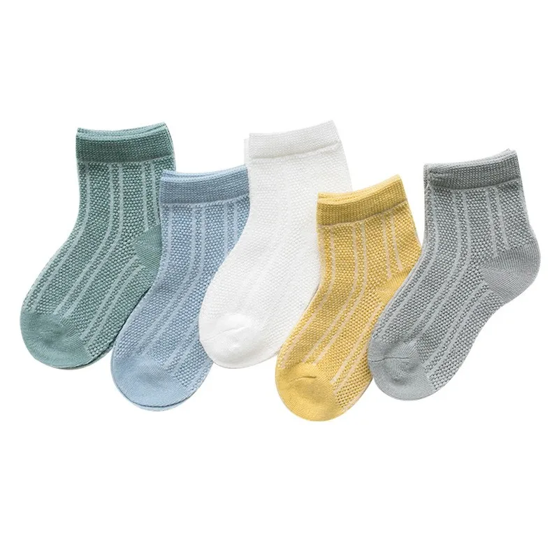 5Pairs/set Summer Mesh Thin Newborn Baby Boys Girls Socks Cotton Solid Infant Sock For Boy Girl Casual 0-12Month