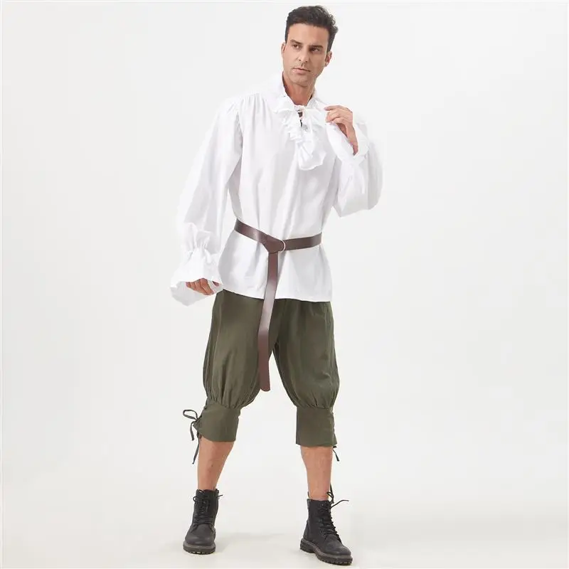 Halloween Neues mittelalterliches Retro-Herren-Langmantel, Punk-Stil, mittellang, vier Jahreszeiten, voll, S Sve, lange Hosen, Kleidungsset