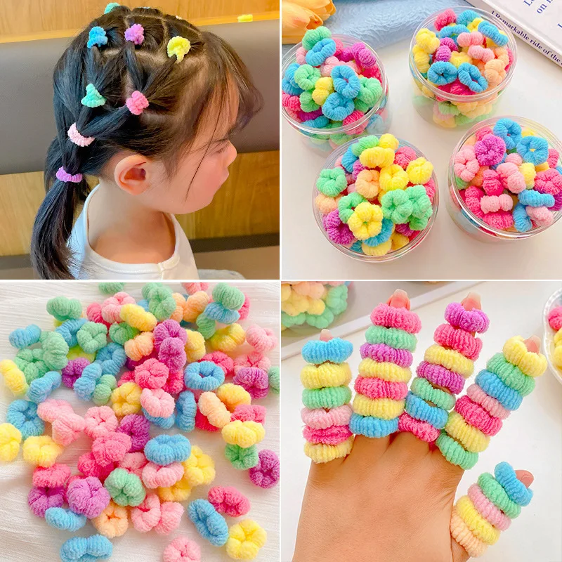 Children's Colored Rubber Band Hair Ring Baby Size Thumb Strap Headband Cute High Elasticity Hairband Does Not Damage Headwear