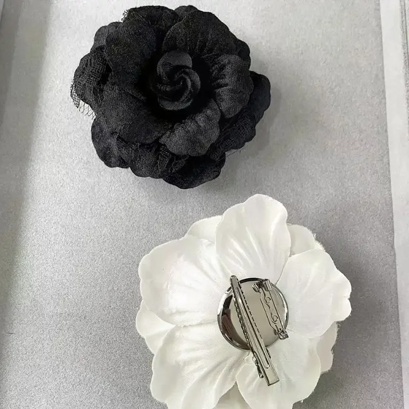 Retro Black Velvet Camellia Brooch Mourning Brooch Women Shirt Tie Corsage Clothes Jewelry Clothing Accessories