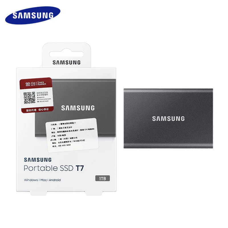 Samsung T7 SSD USB 3.2 tipe-c Portabel Solid State Drive 1TB 2TB Hard Disk eksternal Gen2 10Gbps asli PSSD untuk Desktop