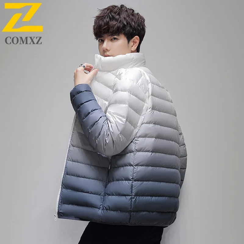 COMXZ Bread Jacket Gradient Versatile Loose Lightweight Casual Skiing Puffer Jacket Urban Minimalist Winter Jacket Men Clothing