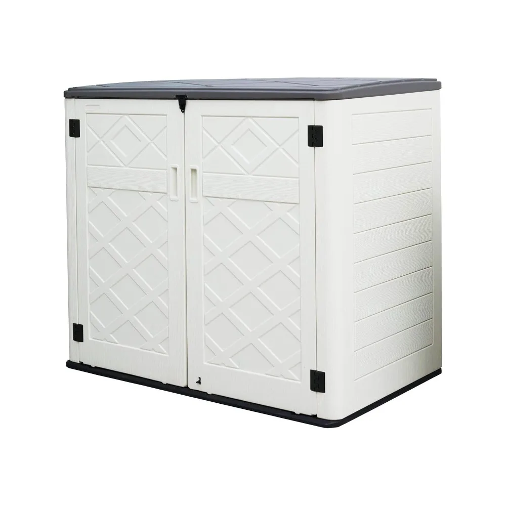 

Large Horizontal Storage Sheds,38 cu.ft. Outdoor Storage Box for Garden,Patio and Backyard, Lockable(Off White)