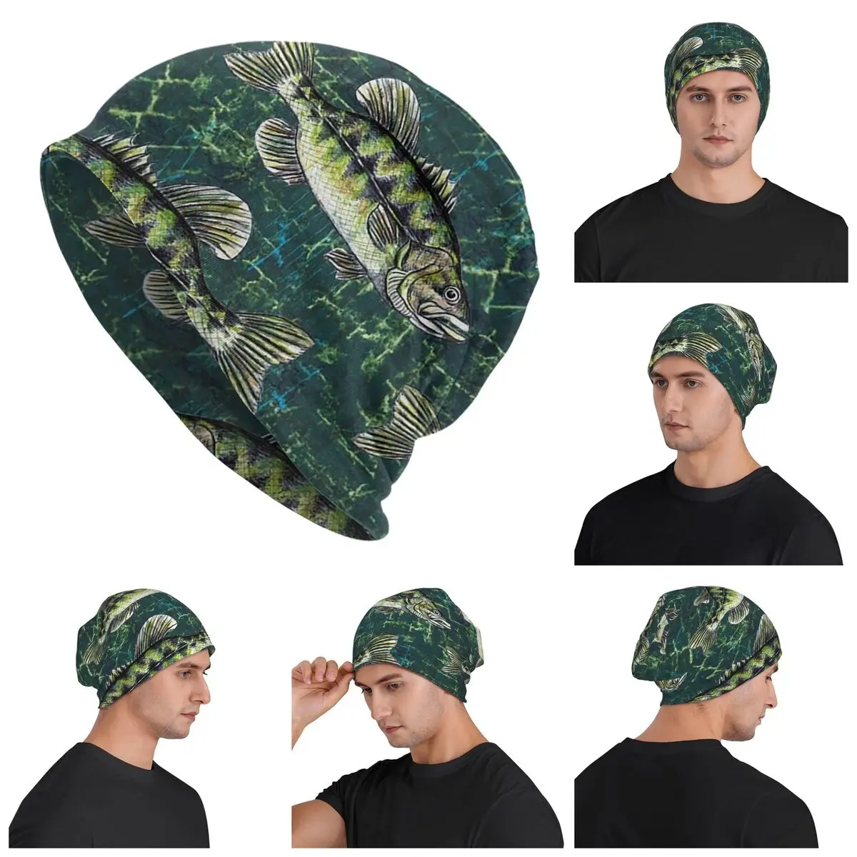 

Largemouth Bass Camo Pattern Warm Knitted Cap Fashion Bonnet Hat Autumn Winter Outdoor Beanies Hats for Unisex Adult