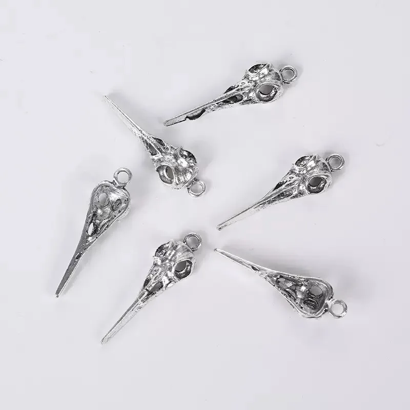 100 Stück Antik Silber Farbe Totenkopf Vogel Kopf Charms Anhänger 37 x 11 mm für Halsketten Armbänder Ohrringe Schmuckherstellung – Detail 5