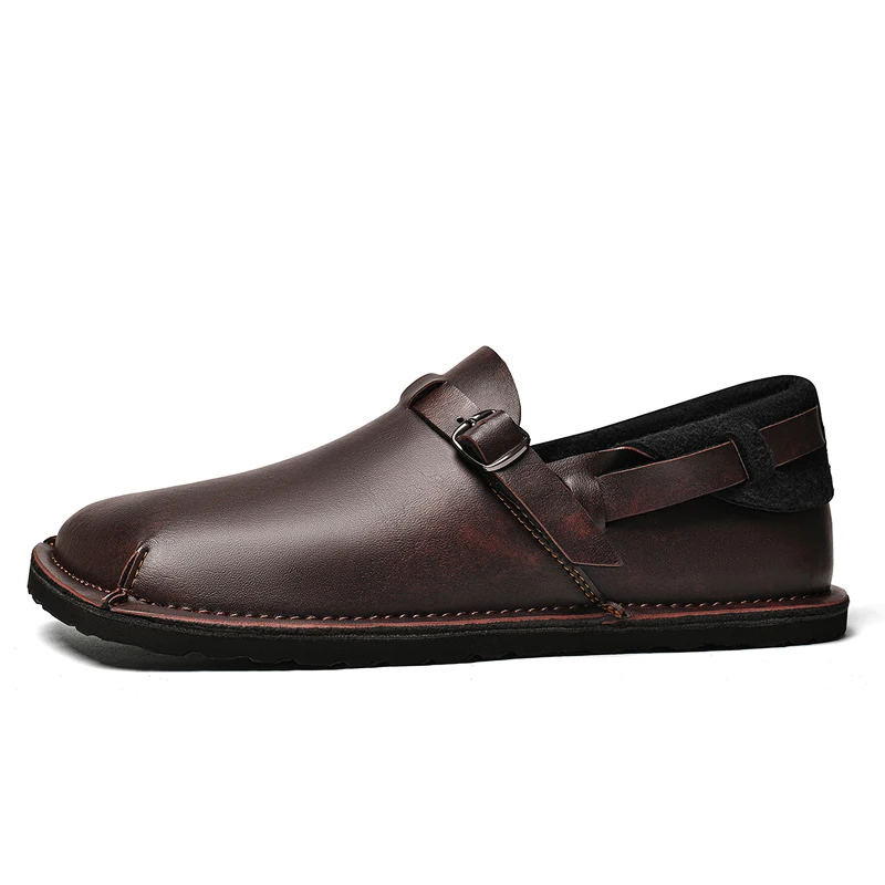 

2025 Autumn Men's flat square-toed leather shoes: Classic gentleman's minimalist business comfort shoes.