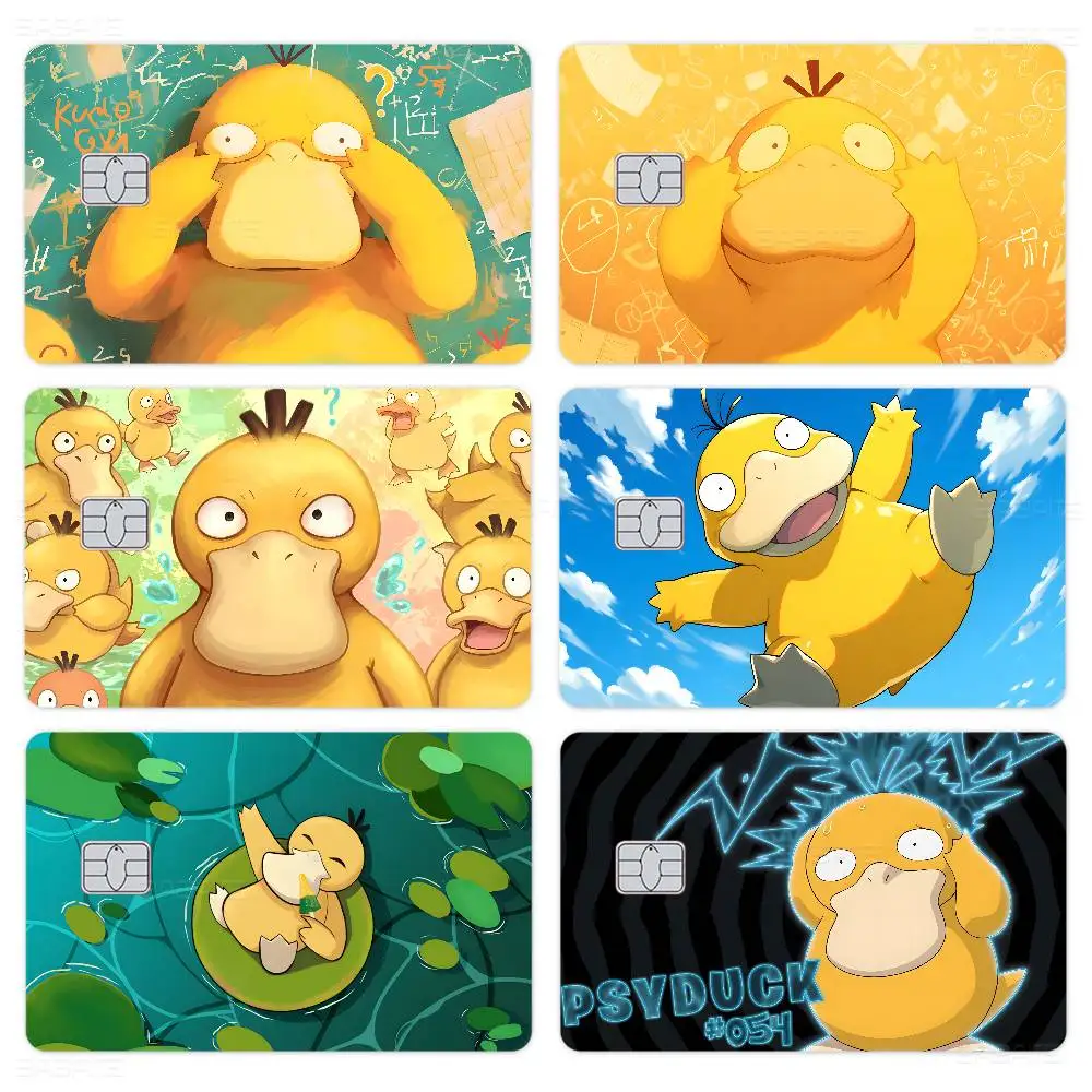 Cartoon P-Psyduck Anmie Sticker Film Skin Cover for Credit Card Debit Bank Card Front