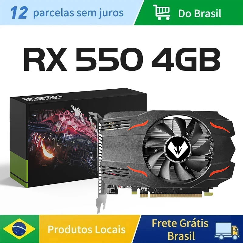 بطاقة الرسومات Soyo AMD GPU Radeon RX 550 4G GDDR5 128bit 14nm مكونات الكمبيوتر الكمبيوتر rx550 PCI-E 3.0 بطاقات فيديو الألعاب