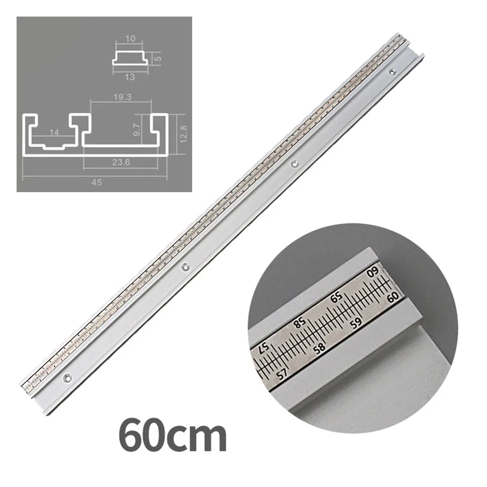 Pista de inglete con ranura en T de 45 tipos, 40cm/50cm/60cm, 45x12,5mm, accesorios de aleación de aluminio, piezas de bricolaje para sierras de cinta, nuevo