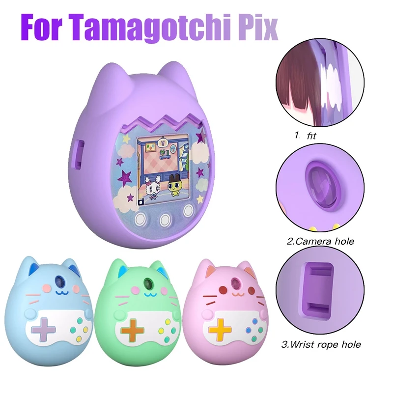 For Tamagotchi Pix Silicone Case Virtual Electronic Pet Machine Cartoon Protective Cover Waterproof Silicone Case-A38R