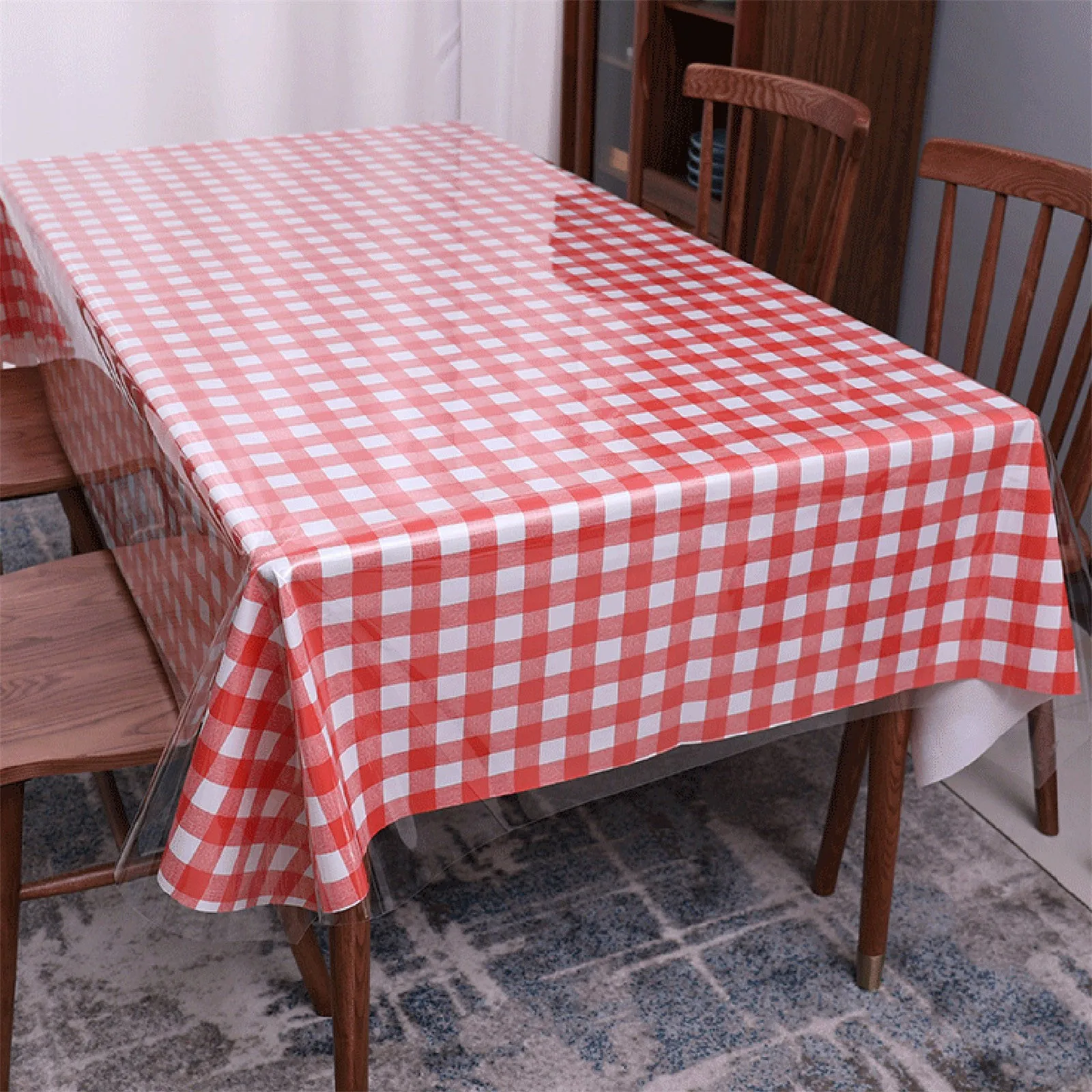 Home Clear Vinyl Tablecloth Protector Waterproof Oil-Proof Easy Clean Plastic Transparent Sheet Table Cover Rectangular 2024