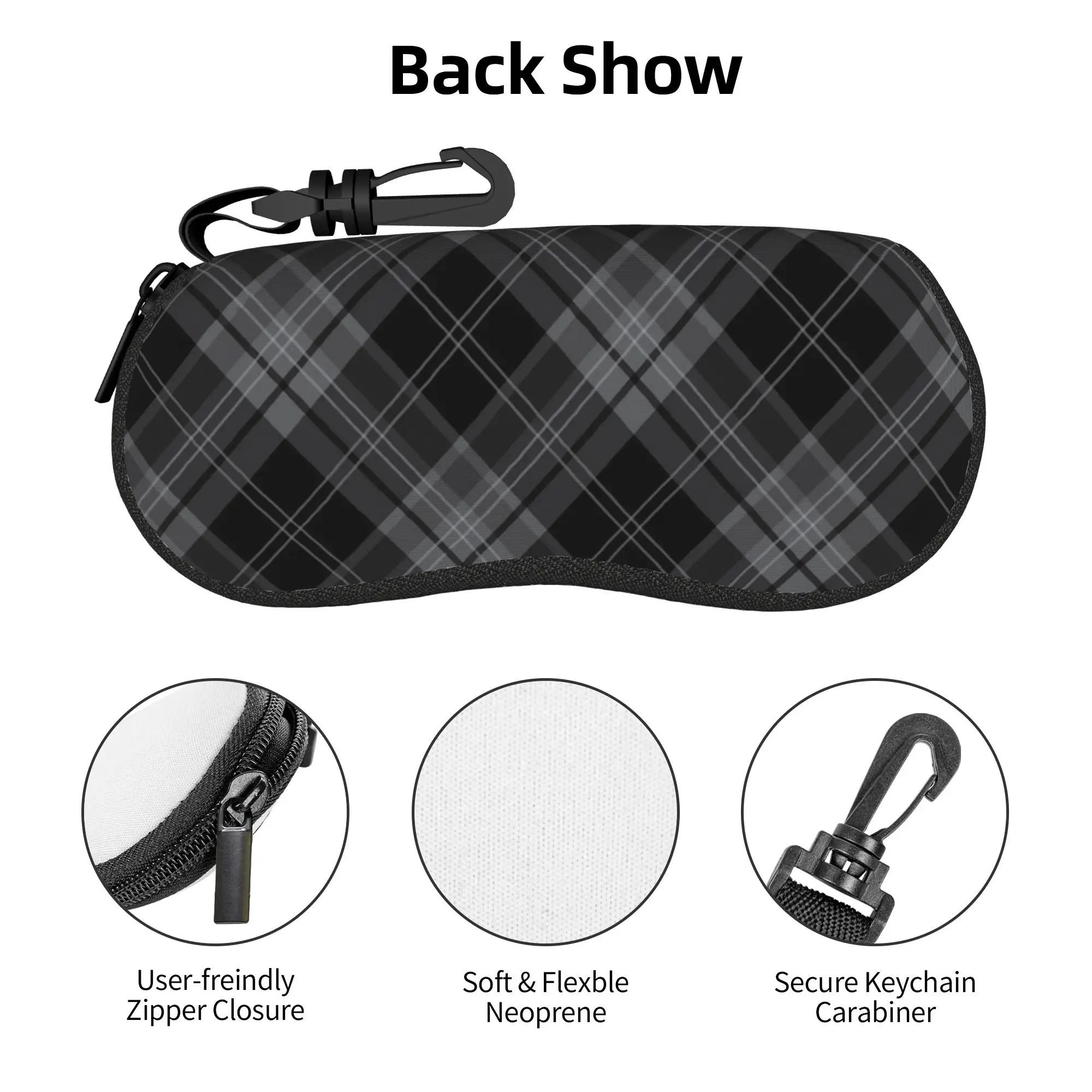 Gray Black Plaid Check Tartan Pattern Glasses Case Unisex Waterproof Box  Eyewear Storage Box Gift Glasses Box