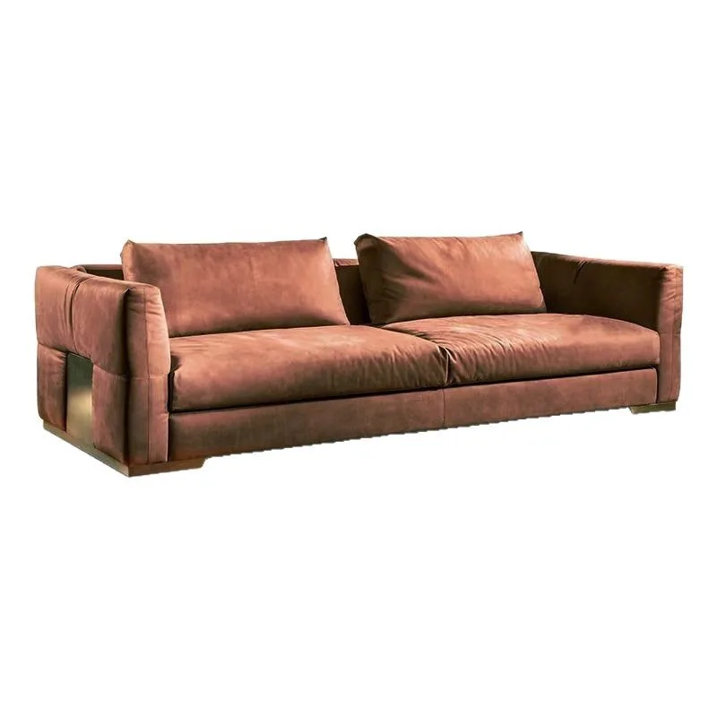 

Minimalist yellow cowhide modern corner living room fabric sofa household