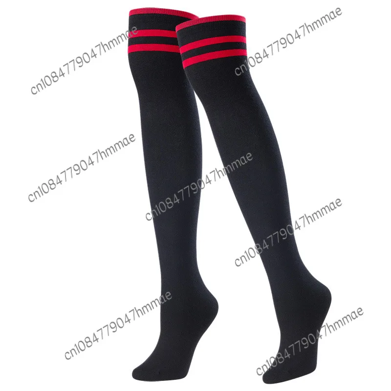 Golf Socks Women's over the Knee Stockings Three Bars All-Match Casual Long Sports Cotton Socks