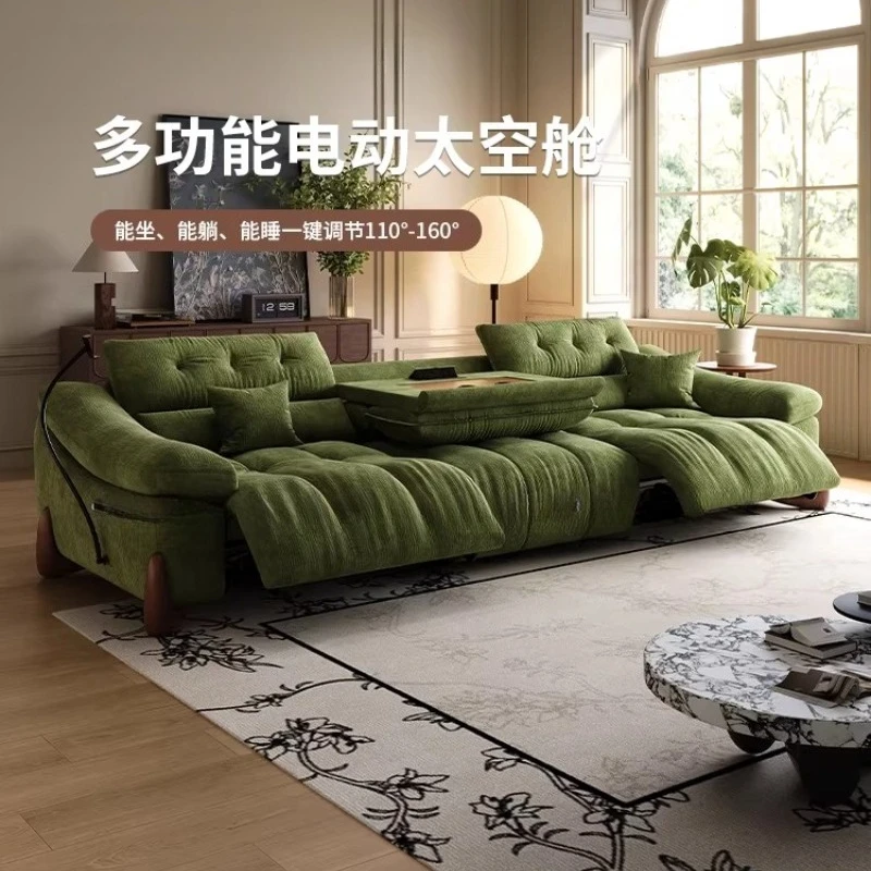 

Adjustable Retro Electric Sofa Chenille Fabric Zero-Wall Design with Multi-Functional Recline Featu living room furniture
