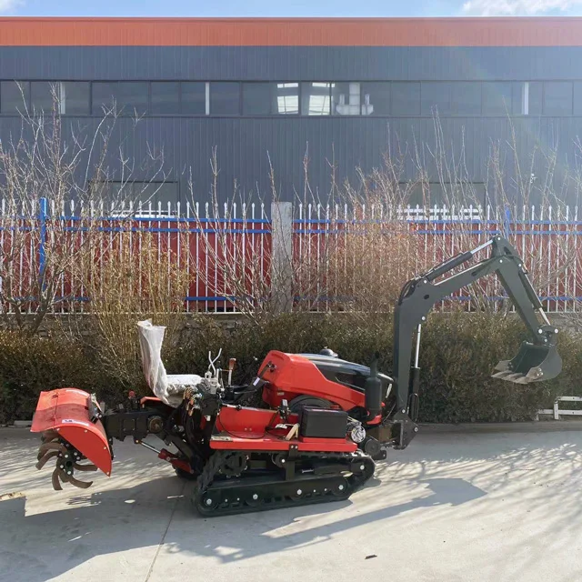 Multifunctional 35hp Rotary Tiller Tractor Digger Agricultural Crawler Cultivator Tiller With 5pcs Implements