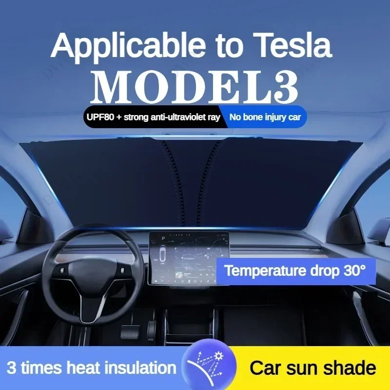 

Car Windshield Sunshade Sun Shade Covers Visors Front Window Sunscreen Protector Parasol For Tesla Model 3 Y X S Sunshades