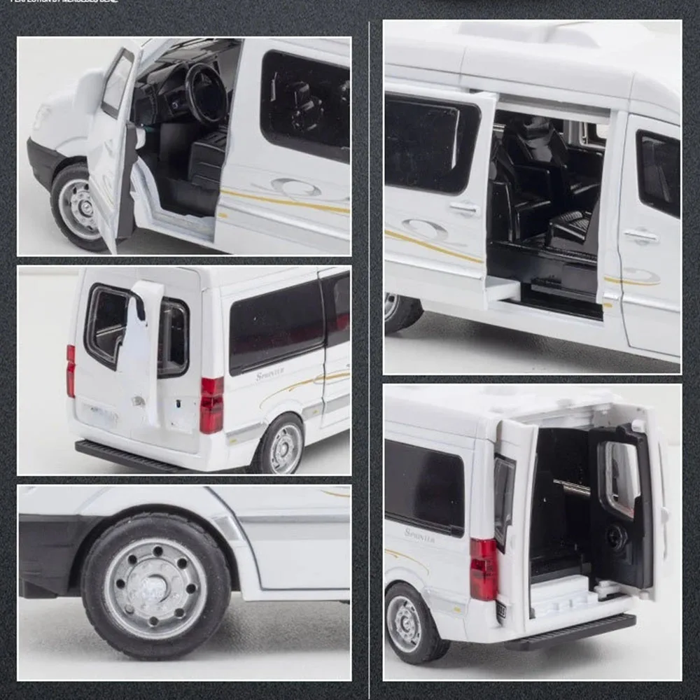 1/32 Business Purpose Vehicle RV Toy Car Model Alloy Diecast Sound Light Pull Back Function Toys Vehicle Models Collection Gifts