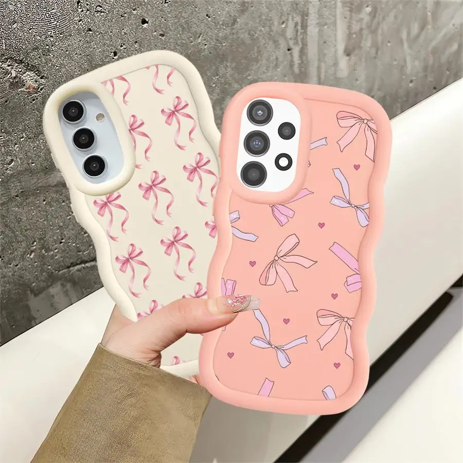 حافظة لهاتف سامسونج جالاكسي A51 A73 A04 A06 A20 A50 A05 A30 A02s A03 A52 A55 غطاء هاتف ناعم القوس الوردي #1