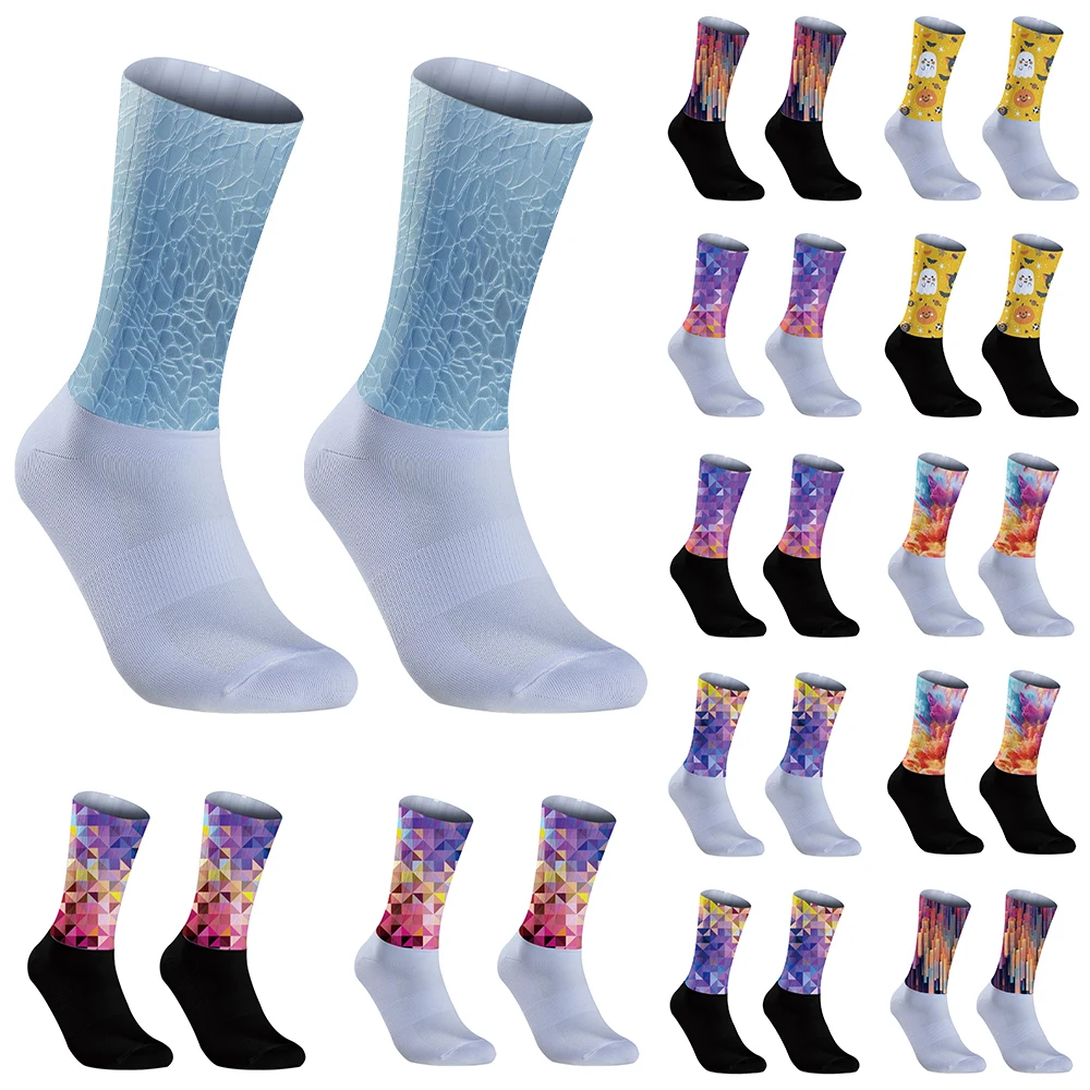 

2024 New Summer Cycling Socks Silicone Aero Socks Cycling Anti Men Bicycle Sport Running Bike Socks