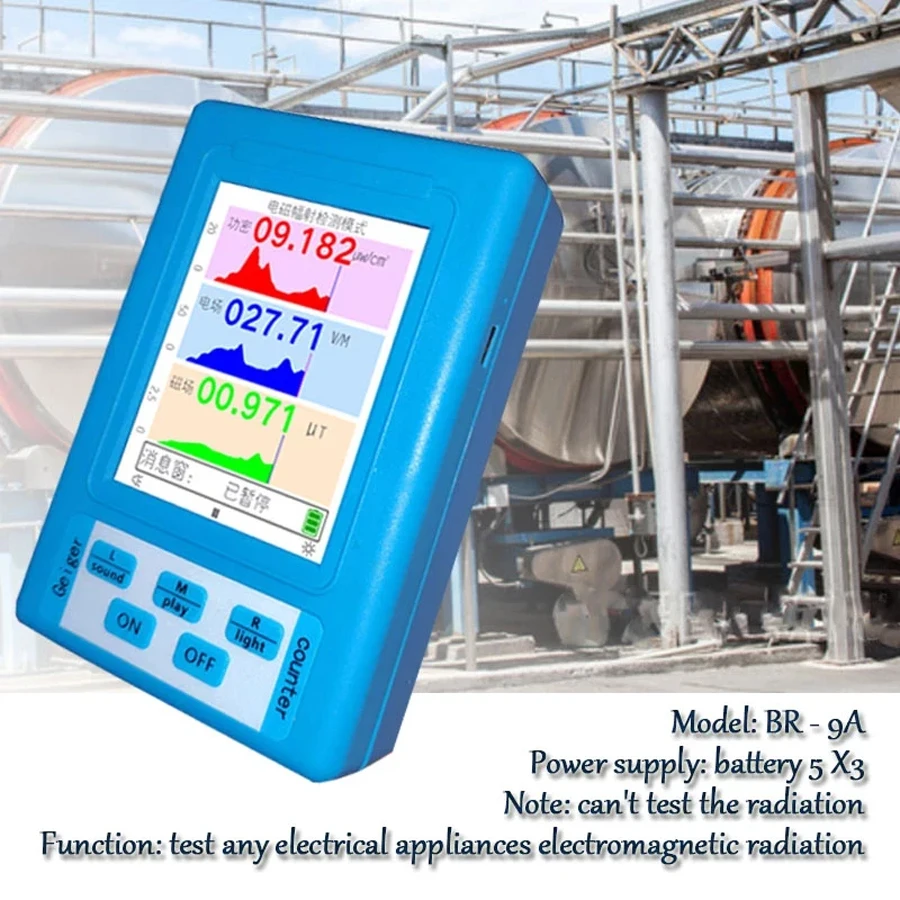 BR-9A Portable Electromagnetic Radiation Detector EMF Meter High Accuracy Professional Radiation Dosimeter Monitor Tester