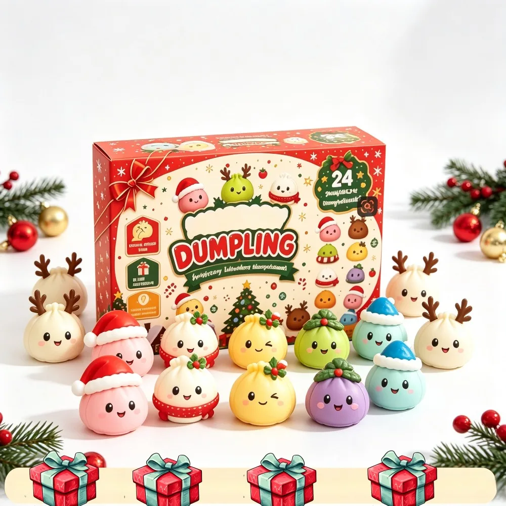 2026 Bun Squishy Advent Calendar,24 Days Christmas Countdown Surprise Box,Slow Rebound Stress Relief Squeeze Toy, Party Favors