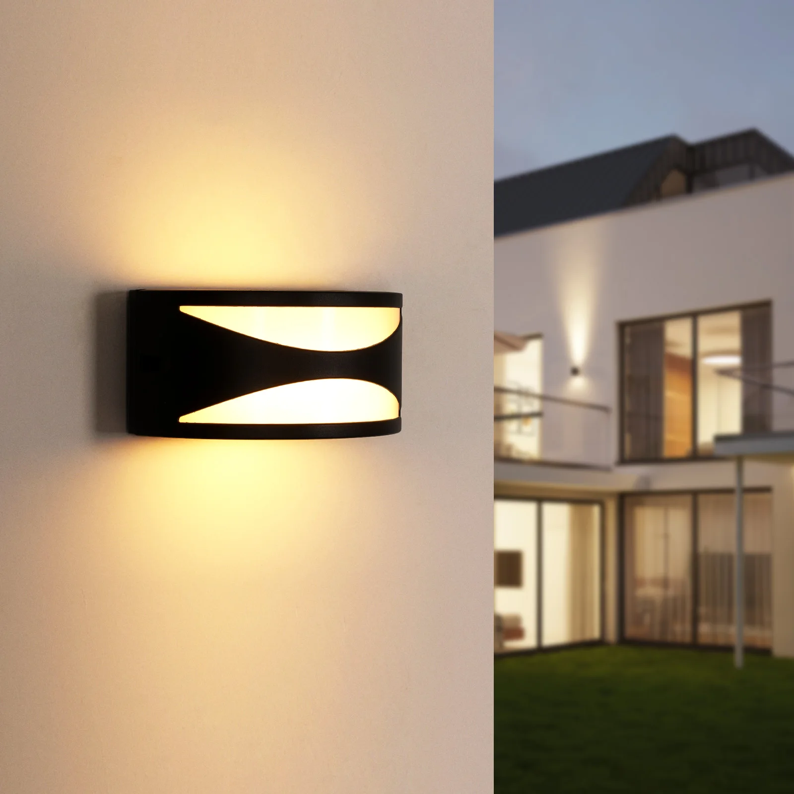 Applique da parete per esterni, lampada da parete moderna nera, lampade da parete per corridoio interno per scale (lampadina non inclusa)