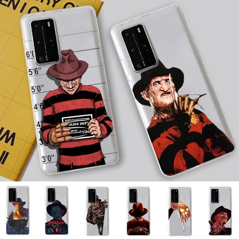 F-Freddy Horror Movie Krueger Phone Case for Samsung A12 21 30 31 51 52 70 71 for Redmi8 9 10 for Honor10 70 50 Clear Case