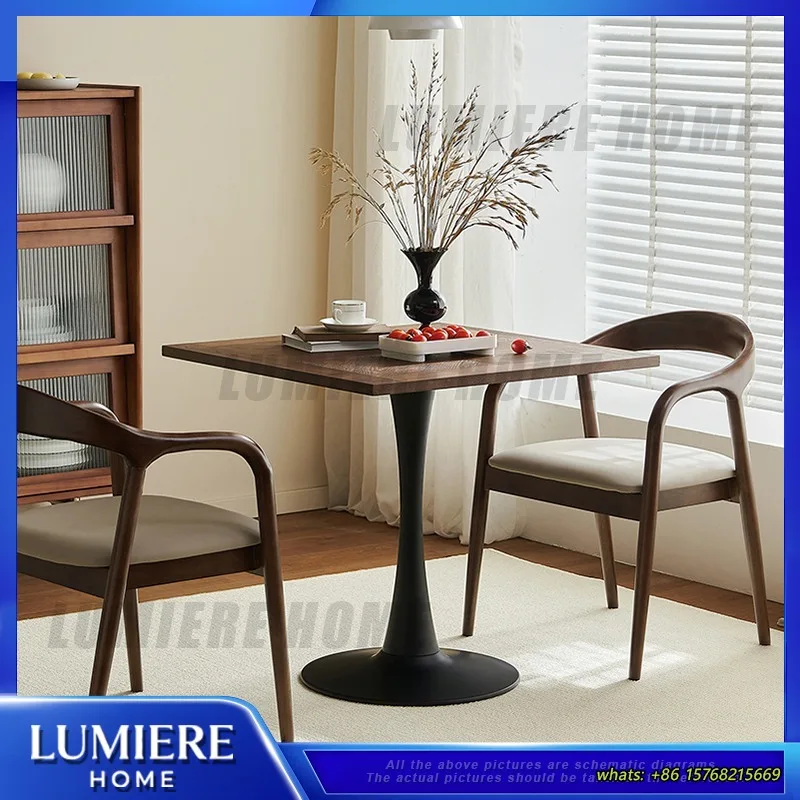 Solid Wood Square Coffee Table Set with 4 Chairs Minimalist Design for Balcony Office Lobby Reception Lounge Outdoor Indoor Use