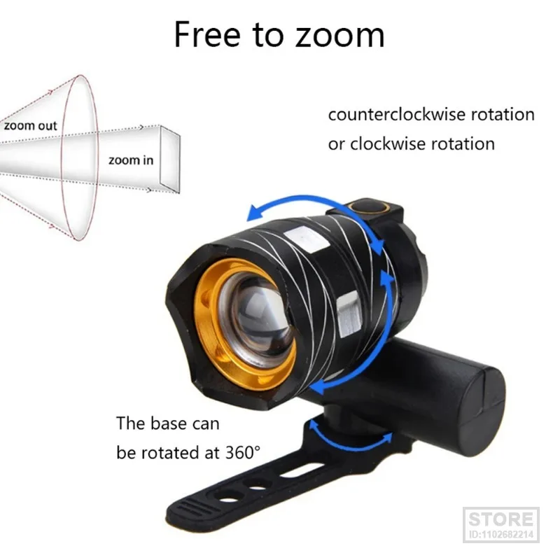 Mountain Bike Long-range Spotlight Waterproof T6 LED Bicycle Front Lamp Torch Headlight With USB Rechargeable Cycling light