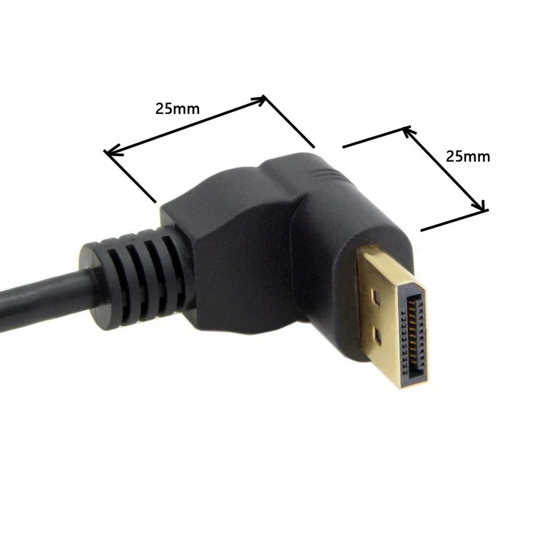 90 Degree Angle Elbow DisplayPort Panel Mount Extension Cable Adapter Corner DP 1.2v Male to Female Cord Socket Screw 2k@144Hz