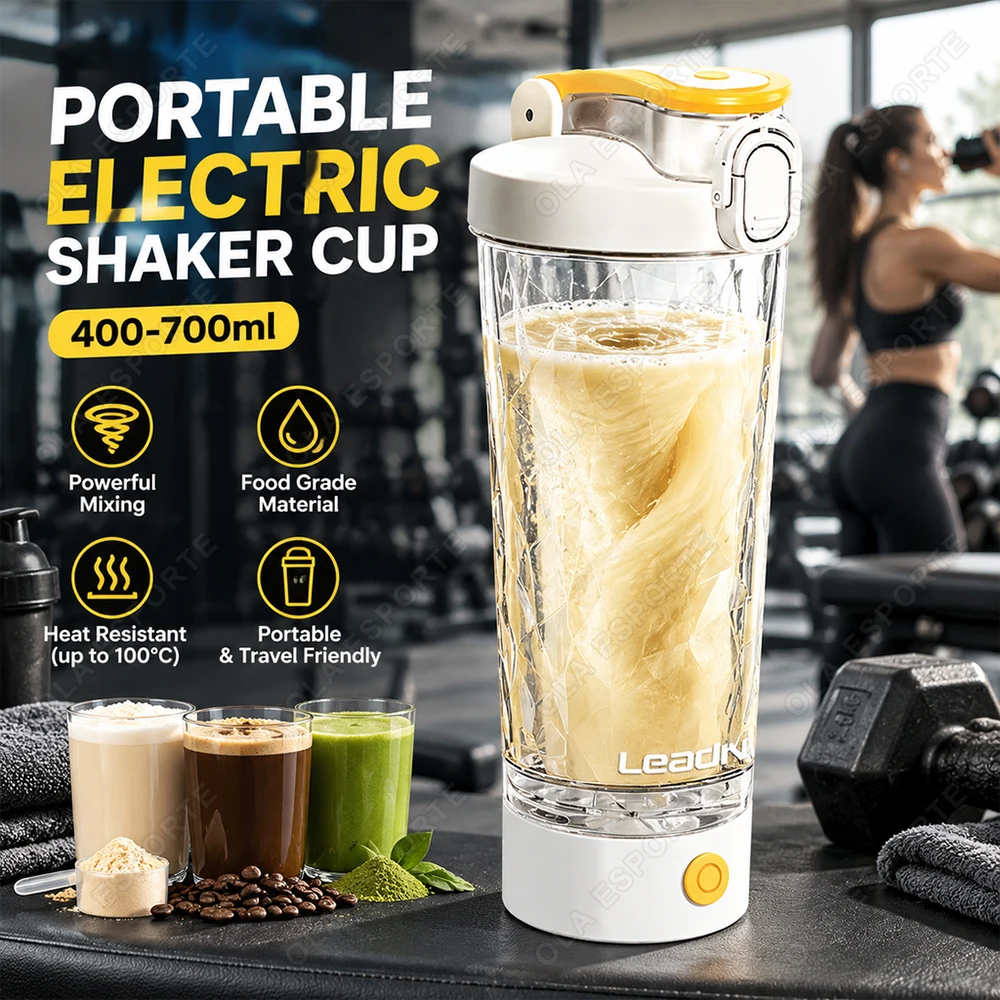 400-700ml Electric Self-Stirring Shaker Bottle One Click Mix Protein Powder Coffee Green Juice Portable Fitness Mixing Cup New