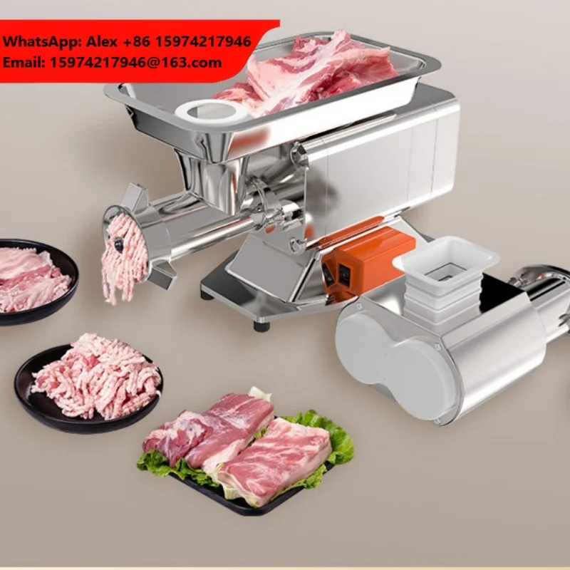 Electric High Efficiency Restaurant Sausage Meat Mincing Machine Food Grade Stainless Steel Desktop Meat Grinder New
