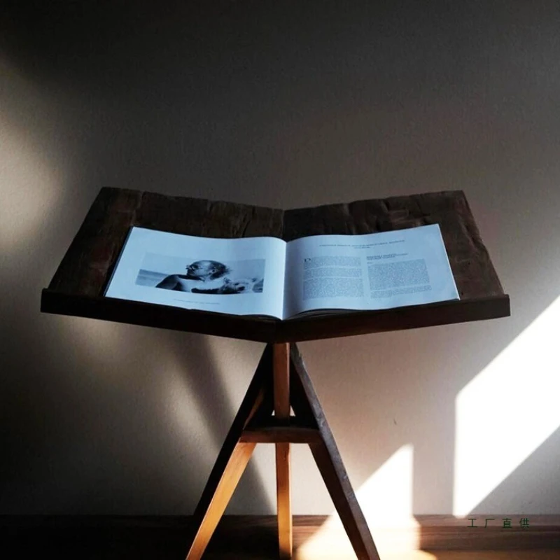 Chinese retro solid wood walnut reading magazine reading bracket display floor vertical painting album art large square table