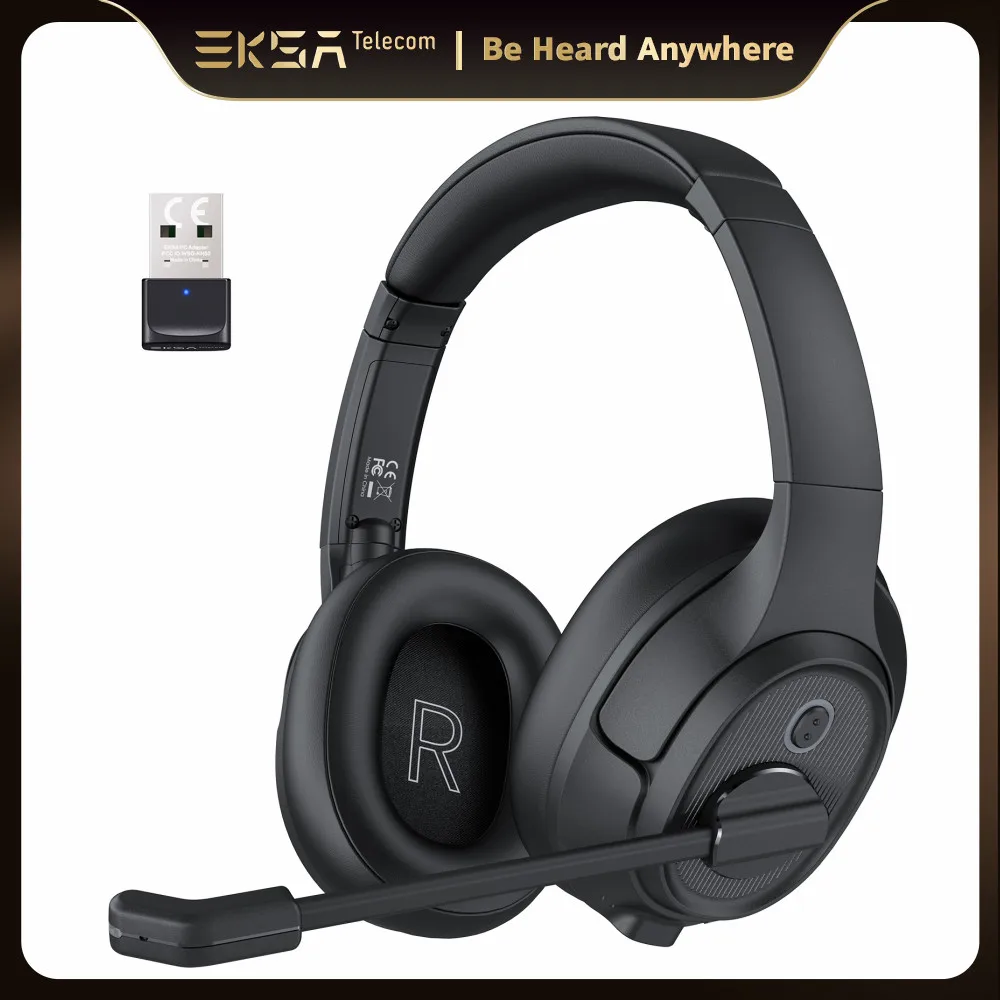 

EKSA H6 Wireless Headphones Bluetooth 5.0 Headset with USB Dongle ENC Call Noise Cancelling Mic 30H Playtime For Office Computer