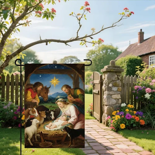 Christmas Garden Flag 12X18 Inch Double Sided Manger Scene Nativity Outdoor Yard JJE DDI GGX