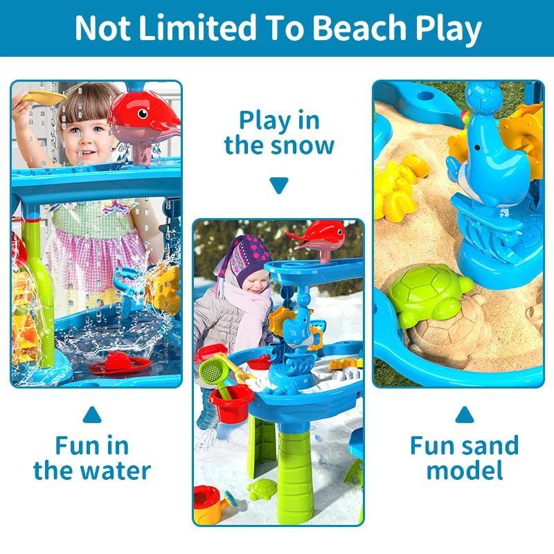 Table d'eau de sable pour enfants, jouets de plage pour enfants, ensemble de bunker de jardin en plein air, plage d'été, bricolage, jouet coule parent-enfant