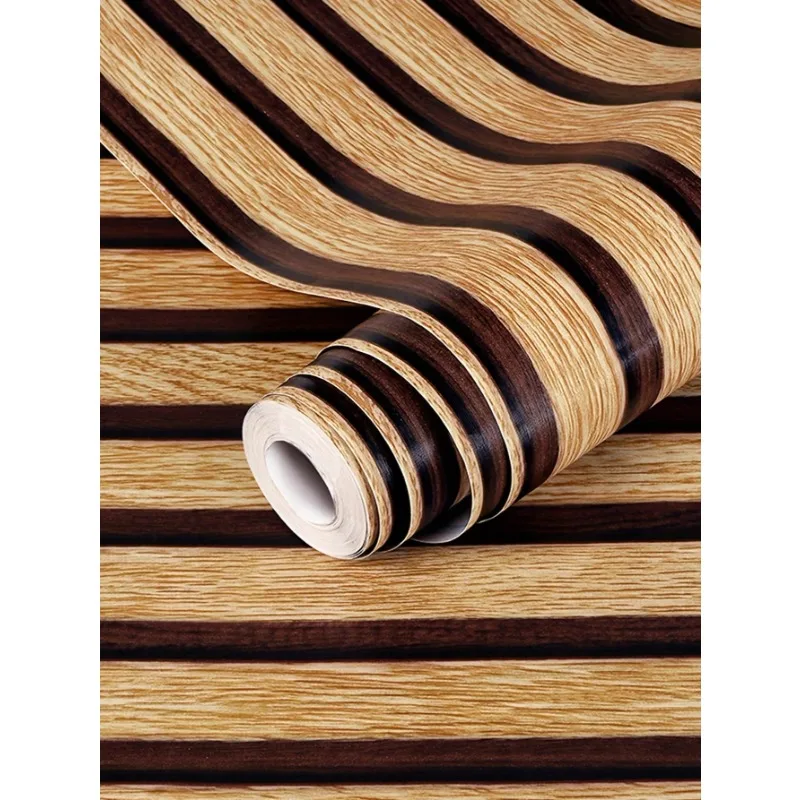 

Self-Adhesive Waterproof Wallpaper for Living Room Kitchen Bedroom Wood Grain Striped Removable Dormitory Decor Contact Paper