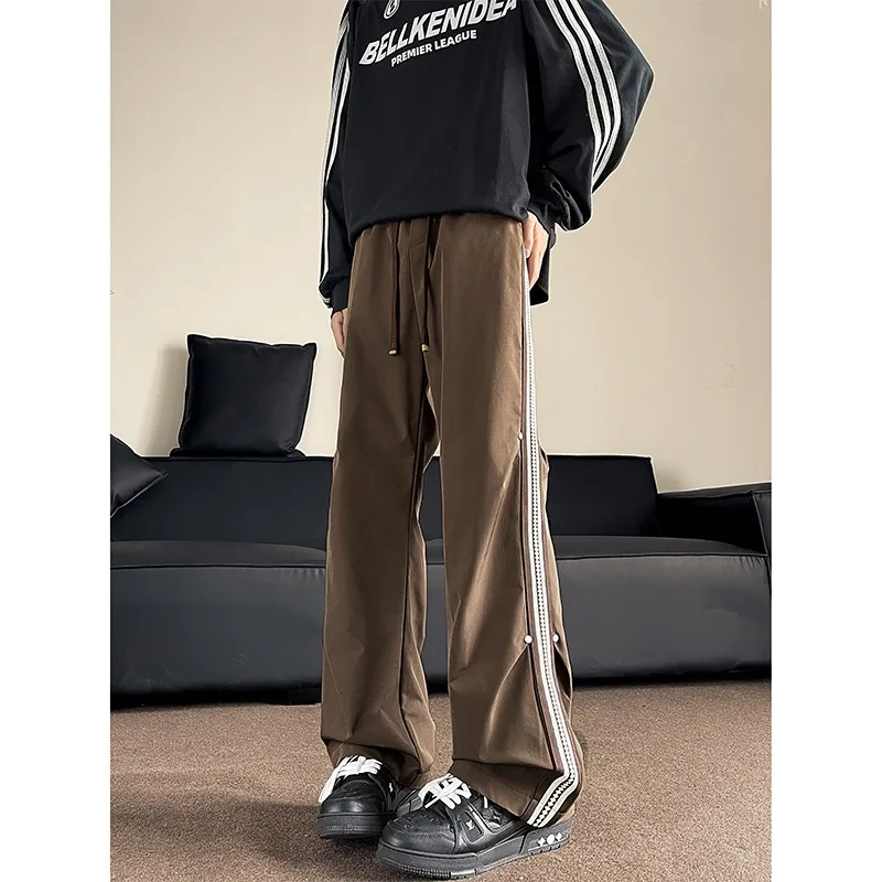 New Autumn Design with Unique Side Stripes, Contrasting Colors, Pleated Sports Pants, Men's Assault Pants